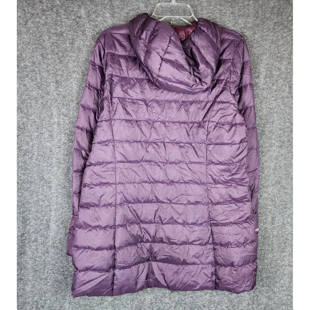 Eddie Bauer Jacket Womens L EB650 Down Purple Hooded Puffer EUC